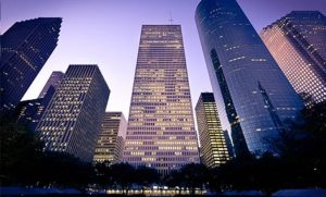 Houston buildings at night